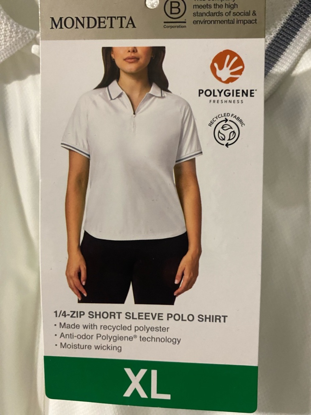Mondetta White Short Sleeve 1/4-Zip Polo Shirt